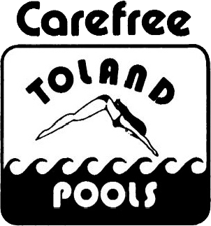 A black and white picture of a pool logo