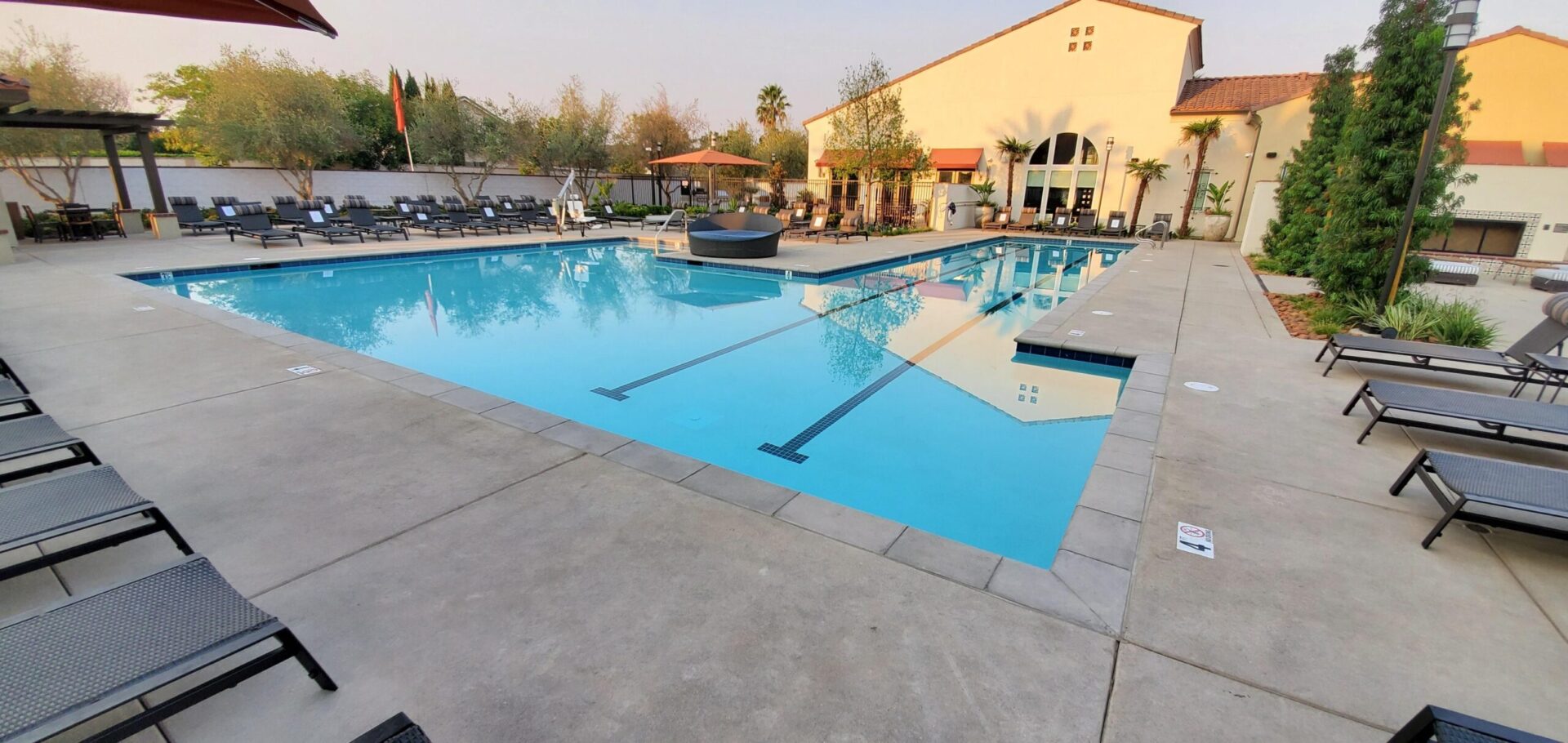 A pool with a lot of water in it